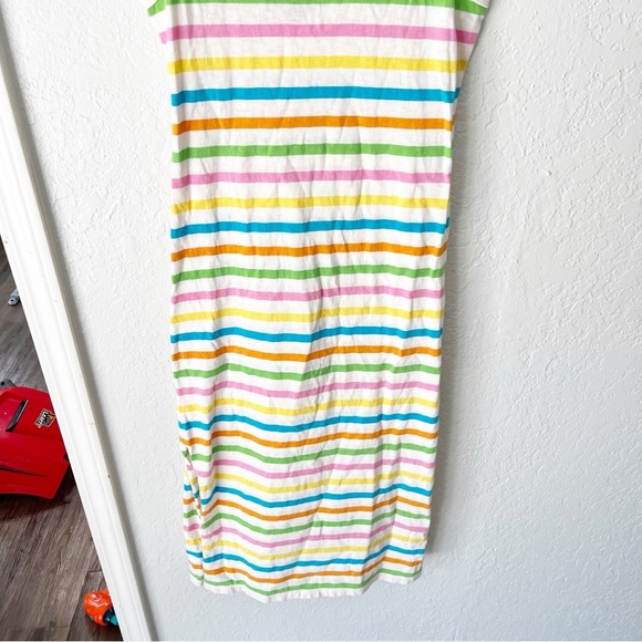 J. Crew Dress Women's Small Rainbow Stripe Scoop Neck Side Slit AL057 - Picture 3 of 9